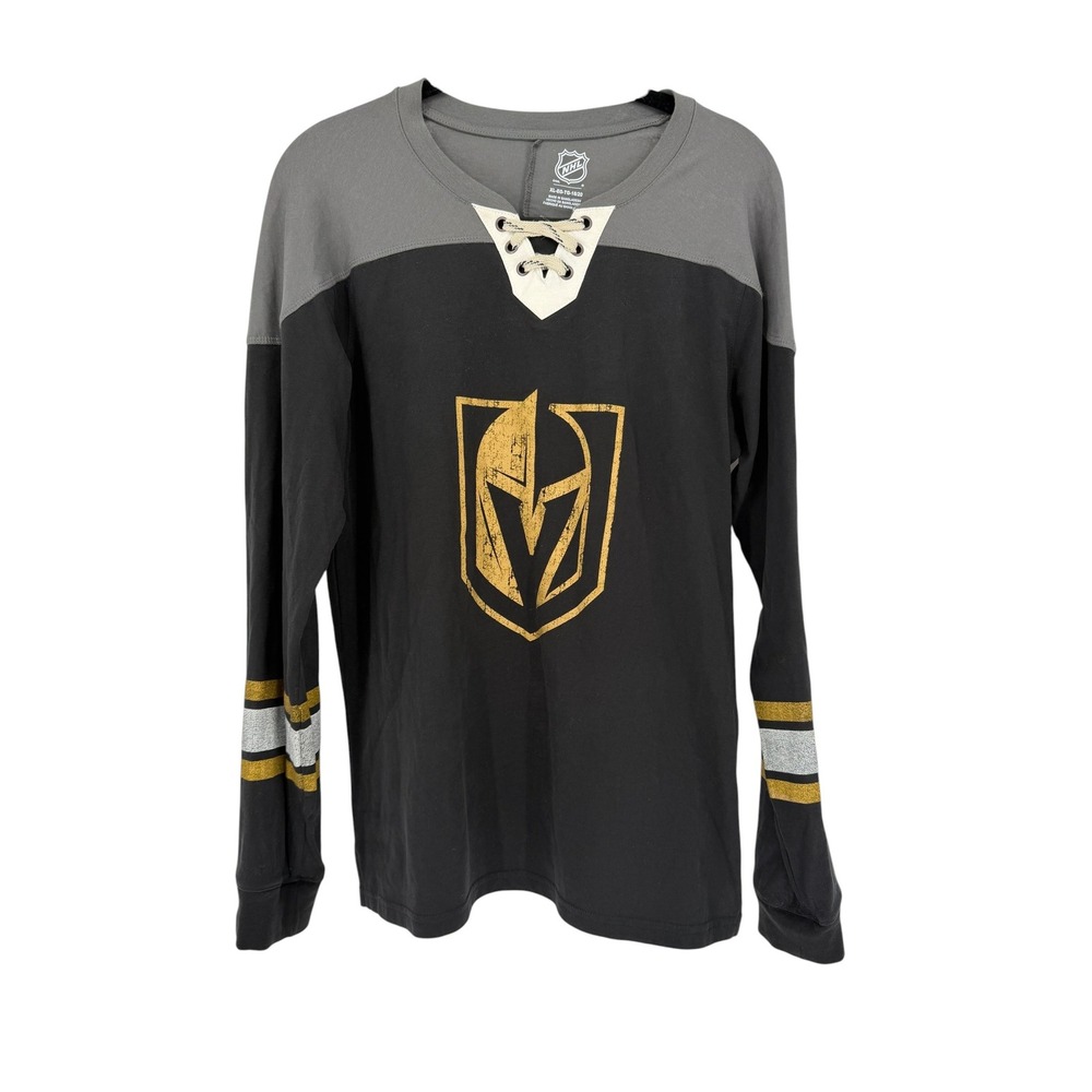 NHL Vegas Golden Knights Lace Up Long Sleeve Shirt Womens XL Black Grey Gold